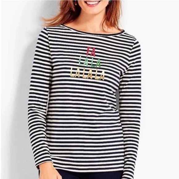 Talbots Navy and White Striped Holiday Shirt Size 3X - Picture 1 of 6